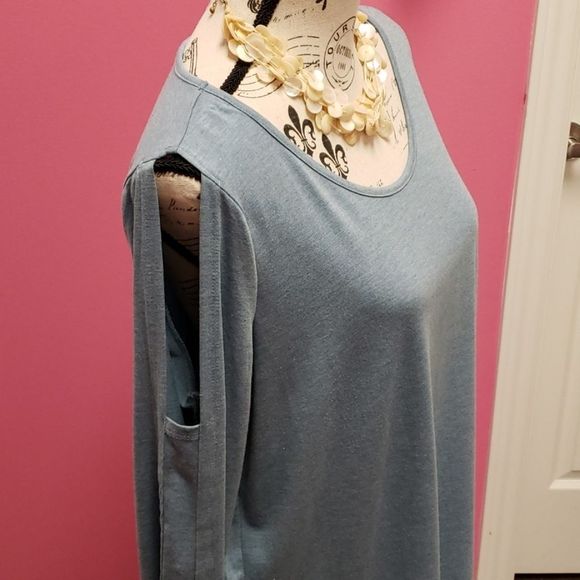 NWT 💟 Strazzi Blue Sweater Blouse Top - Picture 6 of 9